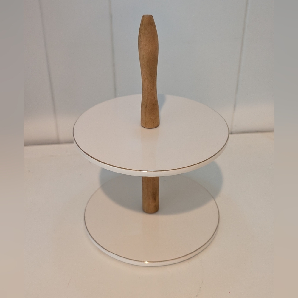 Two-Tier White and Wood Stand